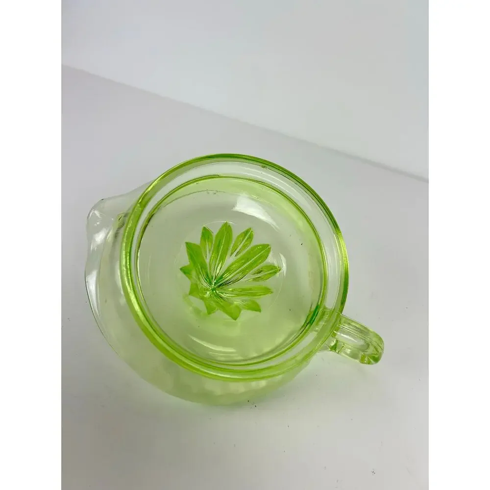 Vintage Antique Green Clear Depression Glass Uranium Glass Juicer
